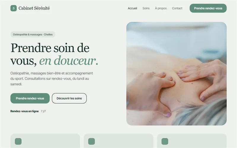 Exemple de maquette de page d’accueil (santé & bien-être)