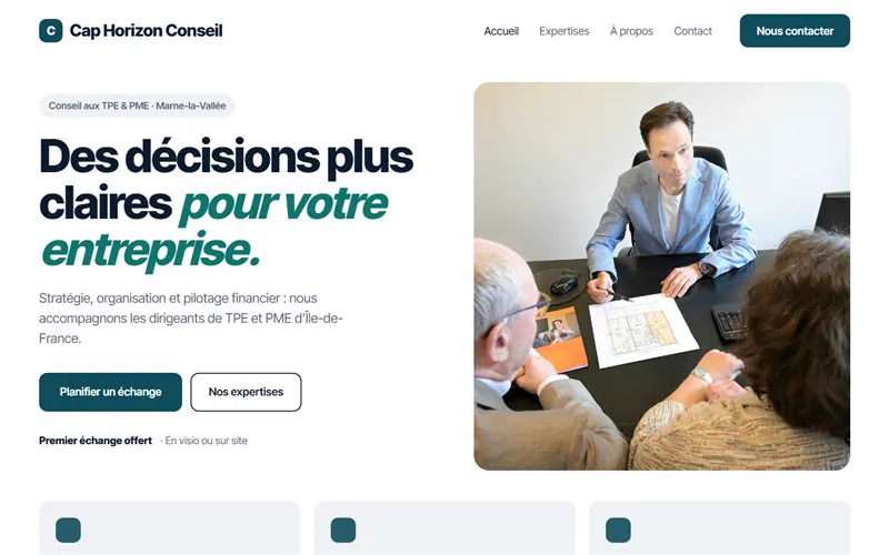 Exemple de maquette de page d’accueil (conseil & professions libérales)
