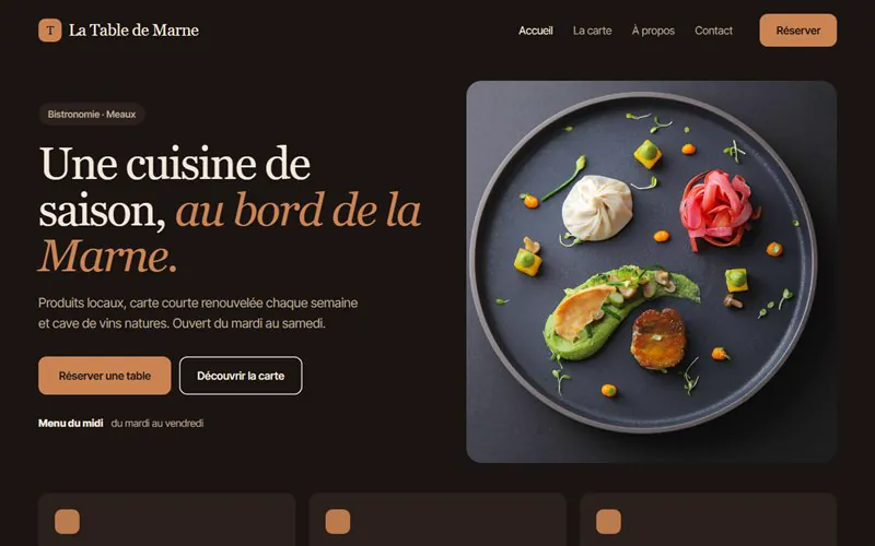 Exemple de maquette de page d’accueil (restaurants)
