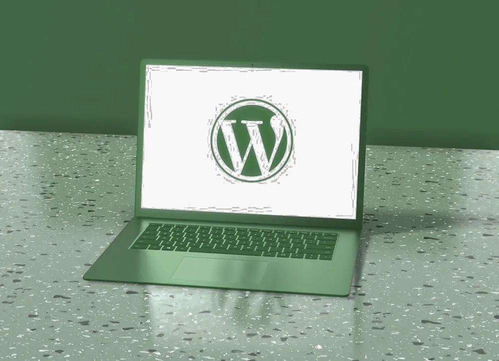 Ordinateur portable affichant le logo WordPress