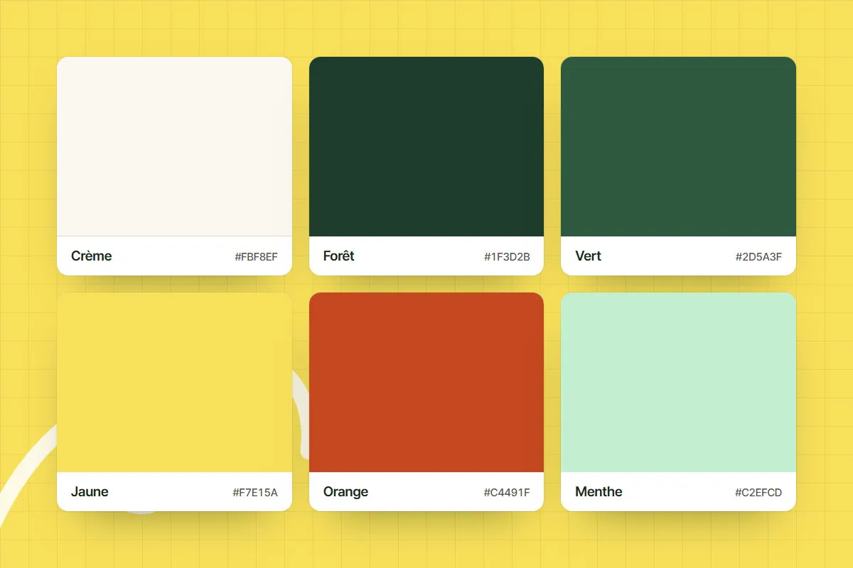 Couleurs du site Webify Meaux : crème, forêt, jaune, orange